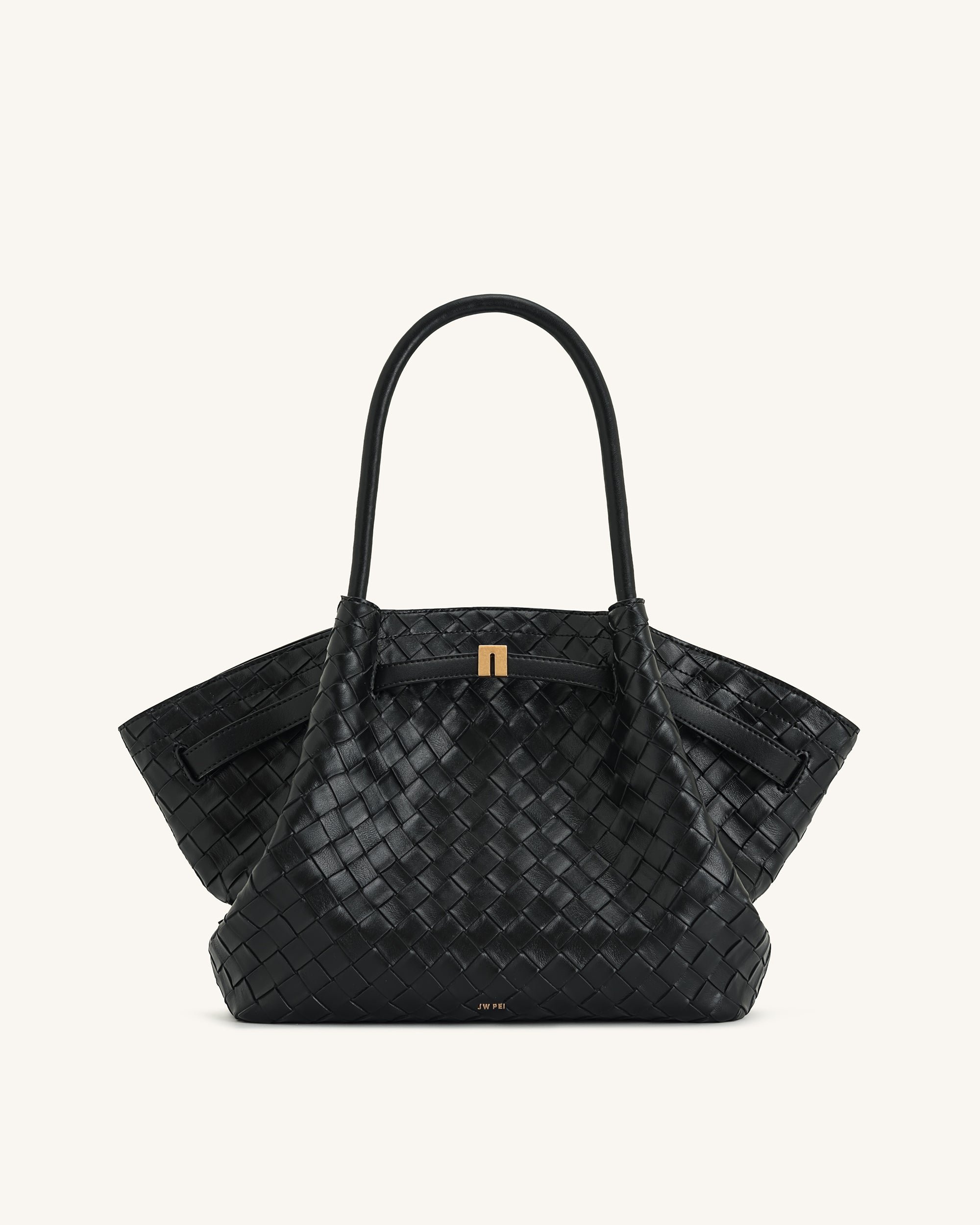 Hana-Medium-Weave-Texture-Tote-Bag-Black-1 Hana Medium Weave Texture Tote Bag - Black - Image 1