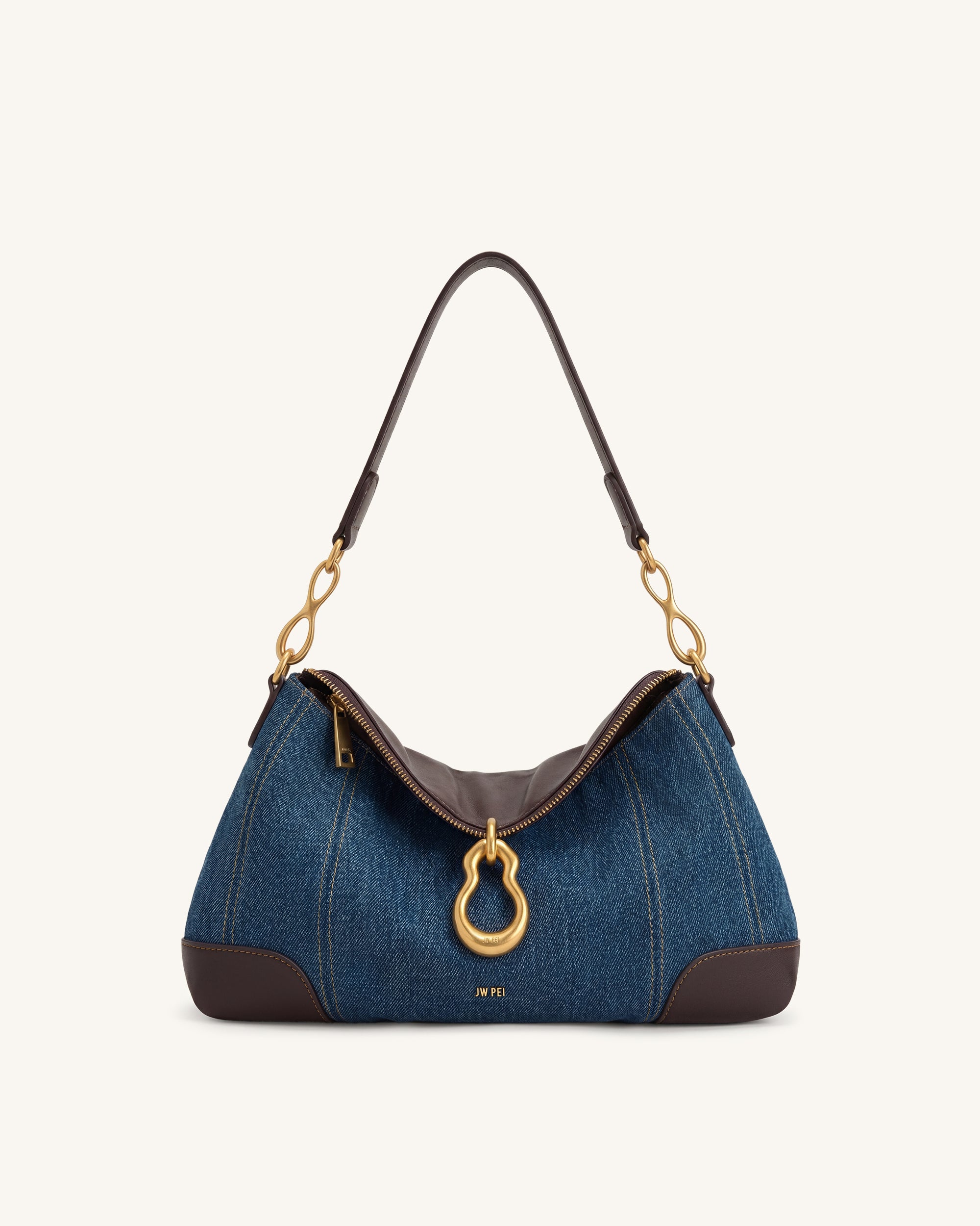 Jayla-Metal-Pendant-Embellished-Shoulder-Bag-Blue-Denim-1 Jayla Metal Pendant Embellished Shoulder Bag - Blue Denim - Image 1